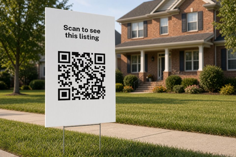 Yard sign, 18 x 24 in, a photo of the product with a QR code on it.